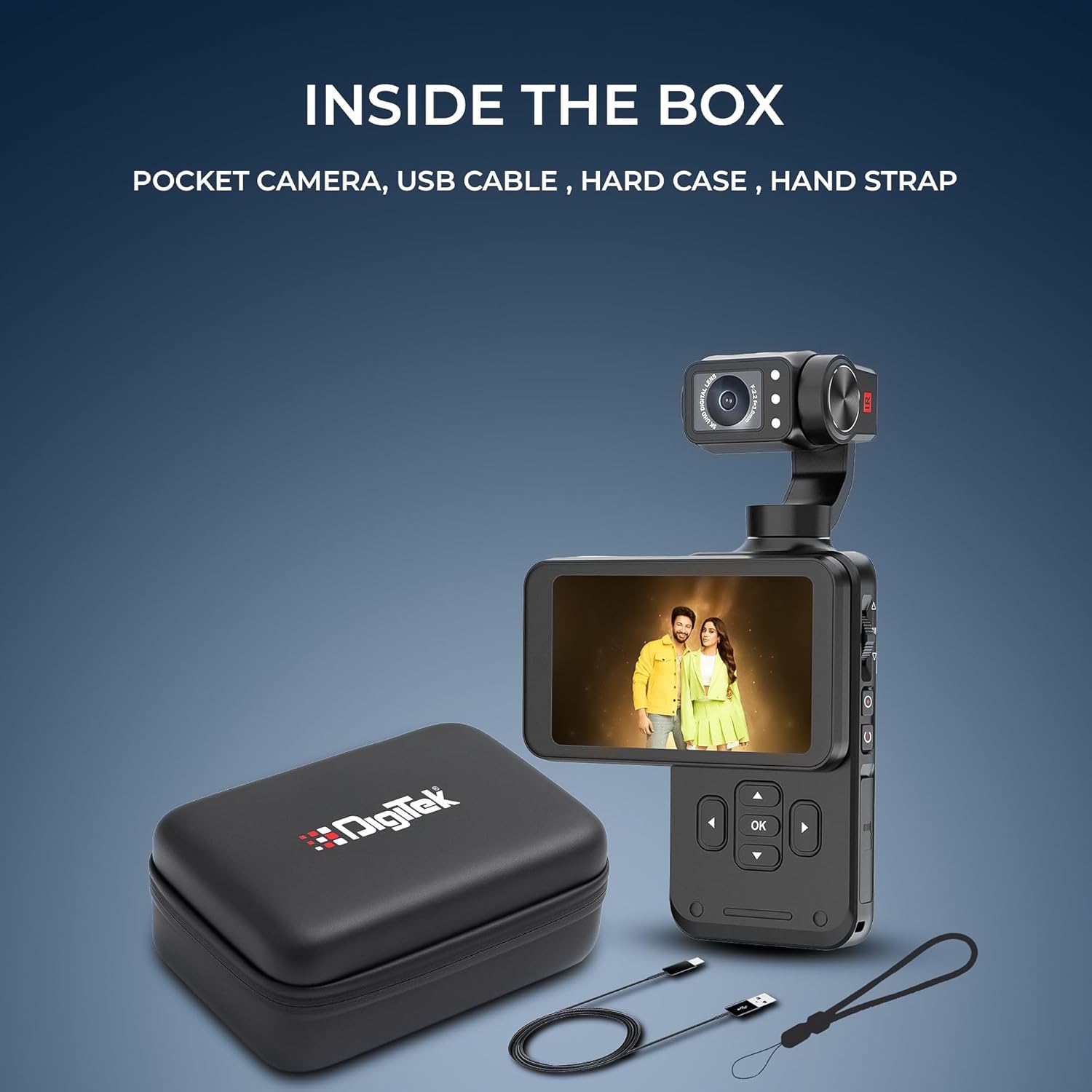 Digitek (DAC 202) 5K 3-Axis Handheld Action Camera with AI Face Tracking