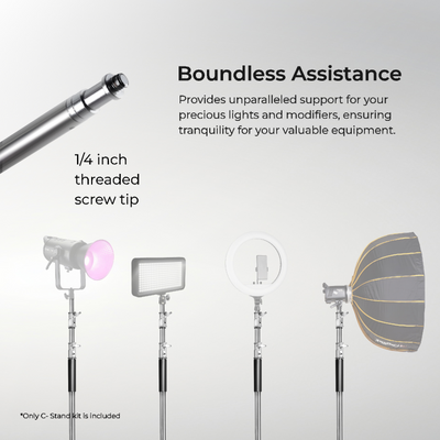 Digitek Heavy Duty Light Stand C-Stand - Max. 10 Feet/3 Meters Adjustable with 3.5 Feet Holding Arm and Grip Head for Studio Video Reflector, Monolight and Other Photographic Equipment (Black) - Digitek