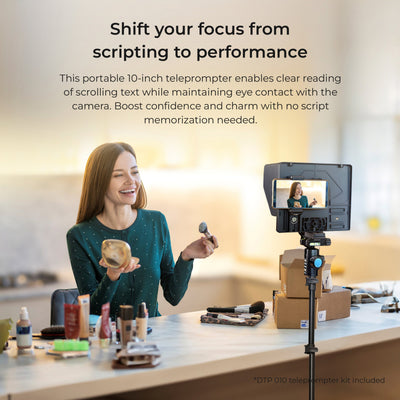 Digitek (DTP 010) 10â€ Digitek Teleprompter for Smartphone & DSLR Supports w/Remote Control, APP Compatible with iOS & Android System for Video Creator - Digitek