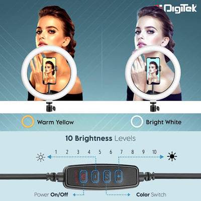 Digitek (DRL-14C) Professional (31cm) Dual Temperature LED Ring Light with Tripod Stand & Mini Tripod for YouTube, Photo-Shoot, Video Shoot, Live Stream, Makeup, Vlogging & More - Digitek
