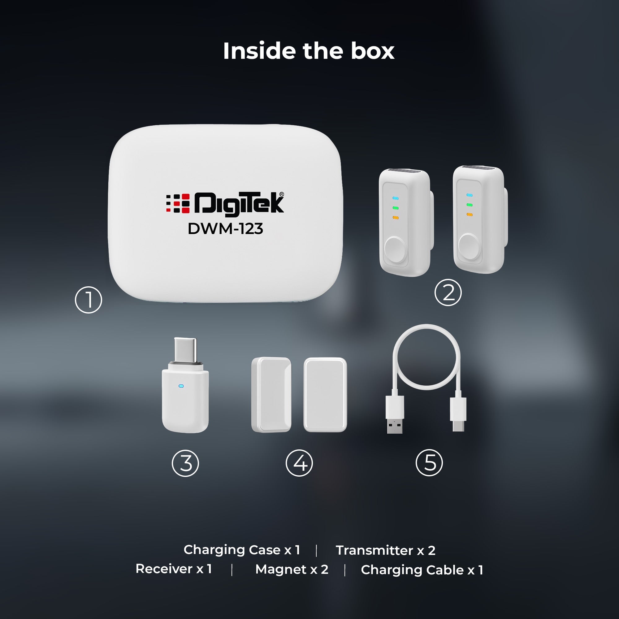 Digitek (DWM 123) 2-in-1 Wireless Microphone (White)